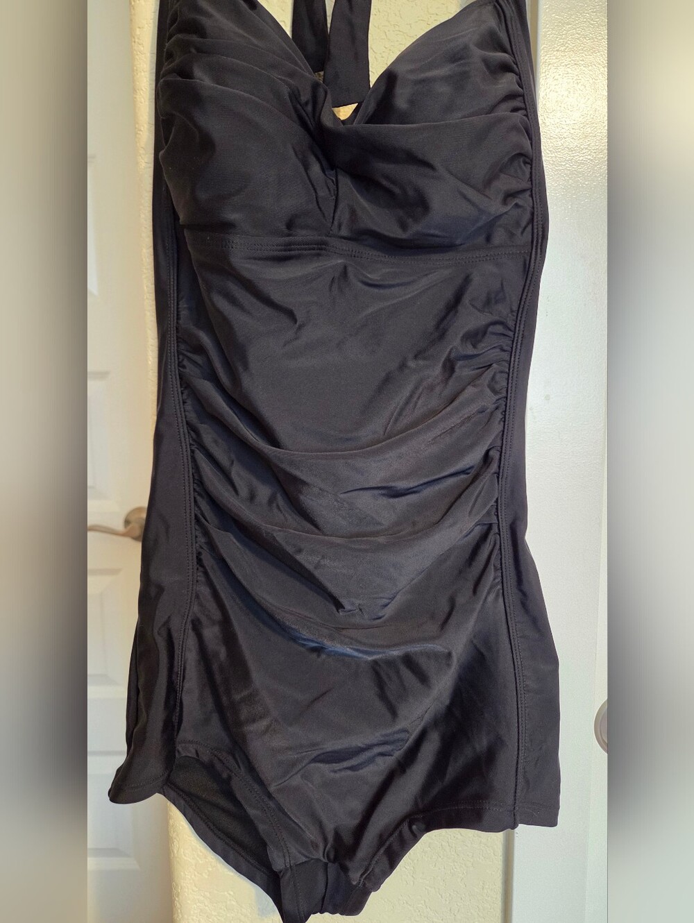 Black Ruched Slimming One-Piece Swimsuit